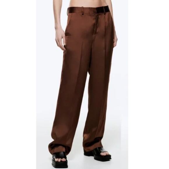 Zara Brown Wide Leg Pants - Picture 2 of 11